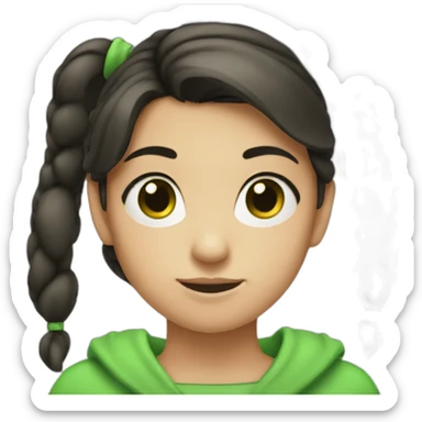 Darkhair ponytail girl with Green eyes sticker