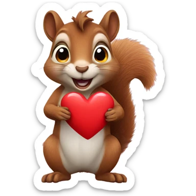 Squirrel with heart  sticker
