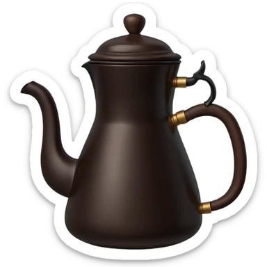 It’s got that round, bulbous base at the bottom, a curved handle on one side, and a slender neck that flares out a bit at the top. It’s all black, really smooth, and has that traditional Ethiopian coffee pot vibe sticker