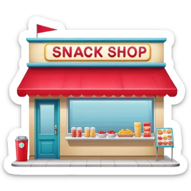 small snack shop, front facing sticker