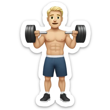 single white man lifting dumbbells sticker