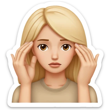 Facepalm gesture followed by three female face emojis sticker