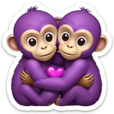 Two hugging monkeys Purple Heart sticker
