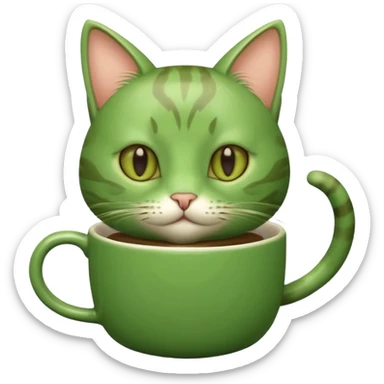 green cat with coffee sticker