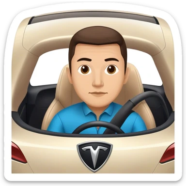 Tatar man sitting in tesla sticker