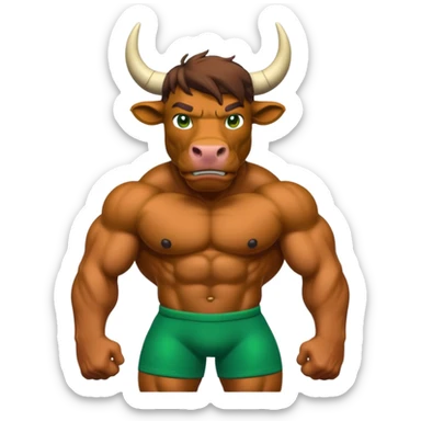 Green bull with playable jumper sticker