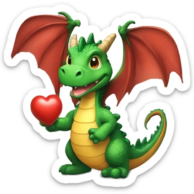 Dragona con cola de estegosaurio lanzanfo un beso corazon sticker