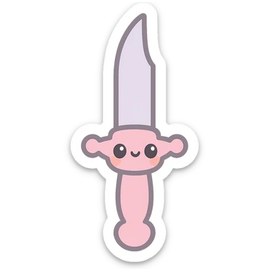 gothic knife with pink handle and silver accents, kawaii style sticker