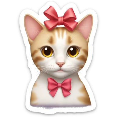 Cat with bow on a head sticker
