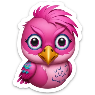 pink bird with piercings and tattooes two eyes sticker