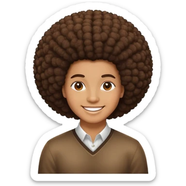 Person with large afro hairstyle, smiling sticker