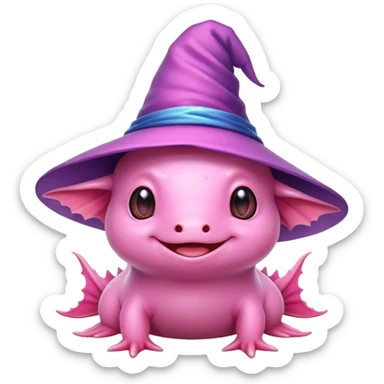 Axolotl wearing wizards hat, ￼￼￼ sticker