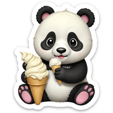 Panda eating ice cream sticker