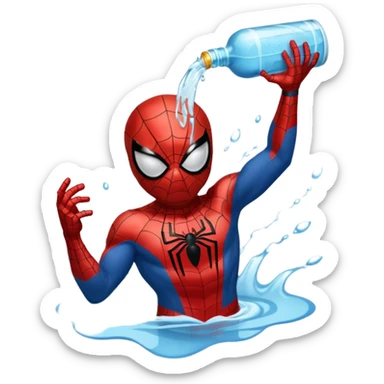 emoji de spiderman tomando agua sticker