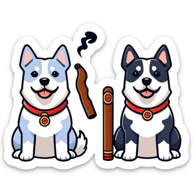 Dogs with cigar sticker