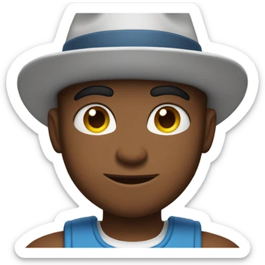 muscular boy with hat sticker