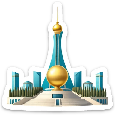 Bayterek Tower, a tall monument with a golden sphere on top, in Astana, Kazakhstan sticker