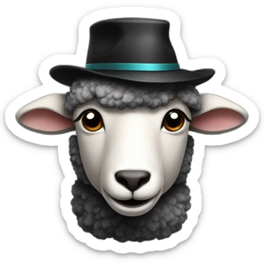 a black wooled sheep with a doctors hat sticker