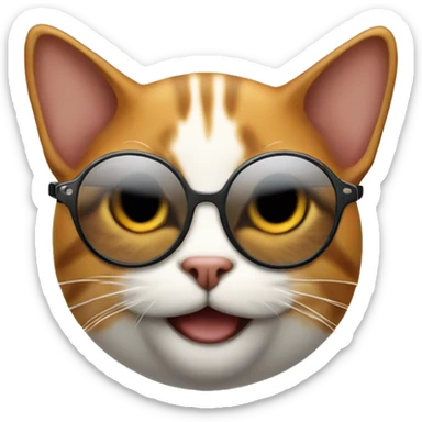 Gato anaranjado completo con lentes  sticker