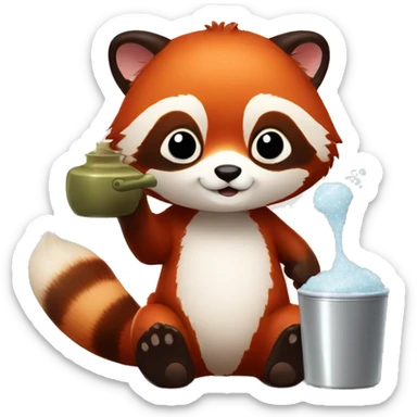 Red panda with salt shaker sticker