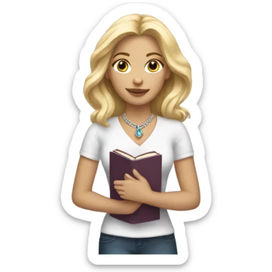 blonde girl with jewelry book sticker