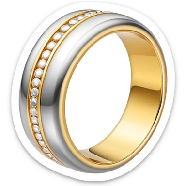Gold ring with silver trin sticker