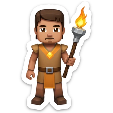Minecraft character holding a torch sticker
