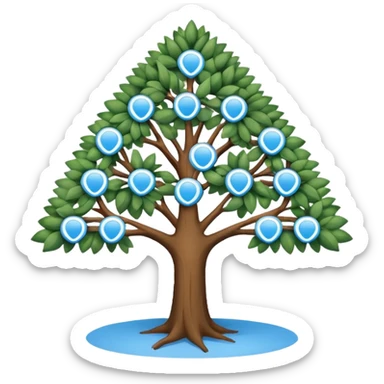 connected nodes forming a simple tree diagram sticker