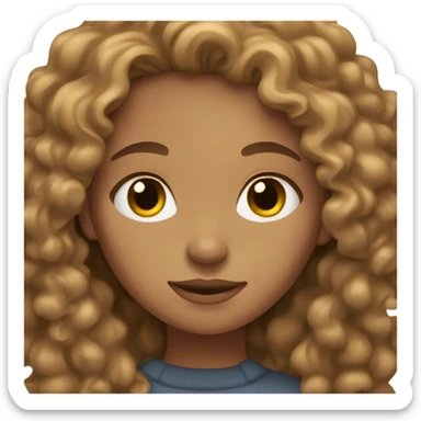 tan girl with curly light brown hair and light brown eyes sticker