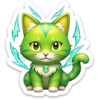 Green and Yellow Electrike-Amaura-Aurorus-Shiny-glorp-cat-fusion  sticker