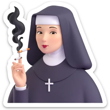 nun smoking a cigarette sticker