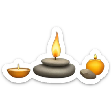 meditation stones, candles and tea sticker