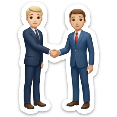 Man in a suit shaking hands with a farmer sticker