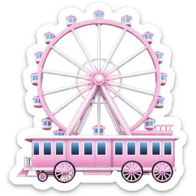 mix light pink dark pink and white theme park Ferris wheel sticker