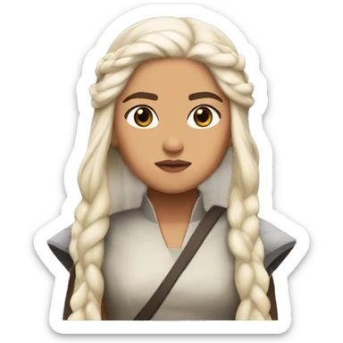 daenerys half asian dark eyes tan skin long hair serious look sticker