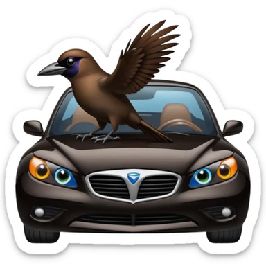 Grackle driving a car sticker