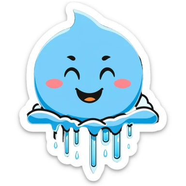 cartoon sticker of a frozen smiley face sleeping with icicles and frosty breath sticker