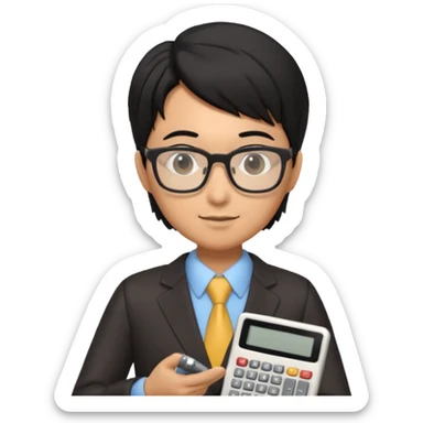 insurer audit person with a calculator 3d render sticker