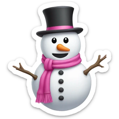 Pink snowman sticker