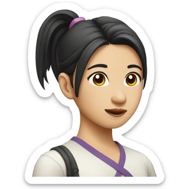 Asian girl with a ponytail sticker