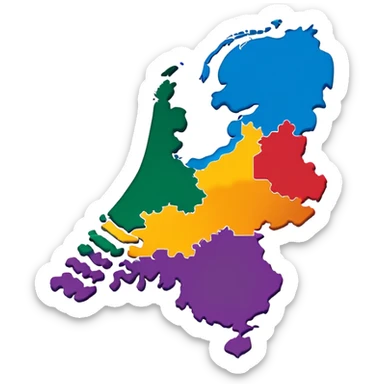 Map outline of the Netherlands with distinctive shape showing provinces sticker