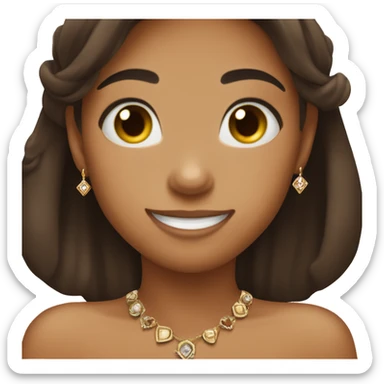 tan skin girl with dark brown hair and jewelry holding her hand close to her heart smiling because shes thankful  sticker