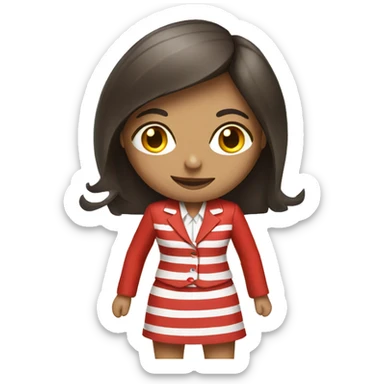 Female wearing red and white vertical striped skirt suit sticker