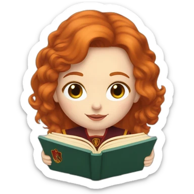 Pale skinned gryffindor Redhead reading a book sticker