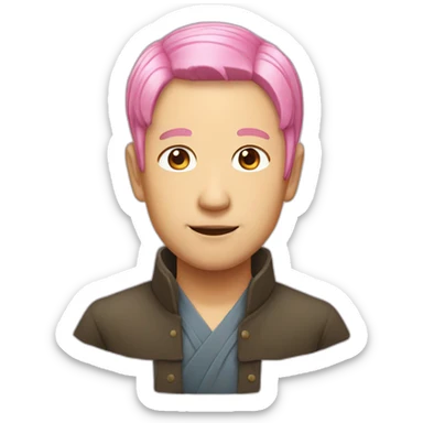 hasglass-pinkhair-middleage-man-japanese sticker