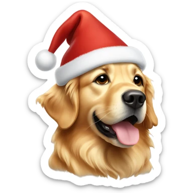 Golden retriever wearing Christmas hat sticker