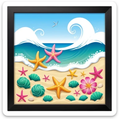 Conchiglie mare cocco onde stella marina fiori estivi tartarughe  sticker