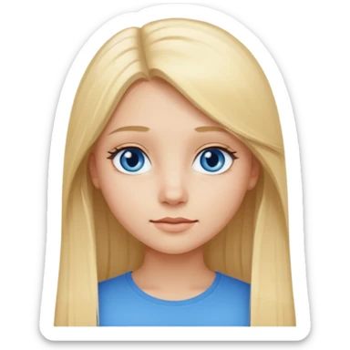 Une fille blonde aux cheveux long lisse et aux petits yeux bleus sticker