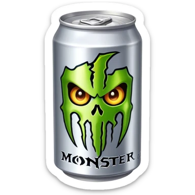 silver can monster energy drink sticker