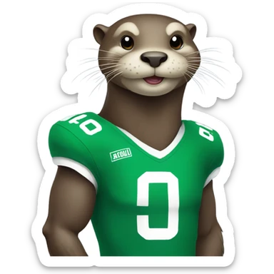 Otter wearing green football jersey  sticker
